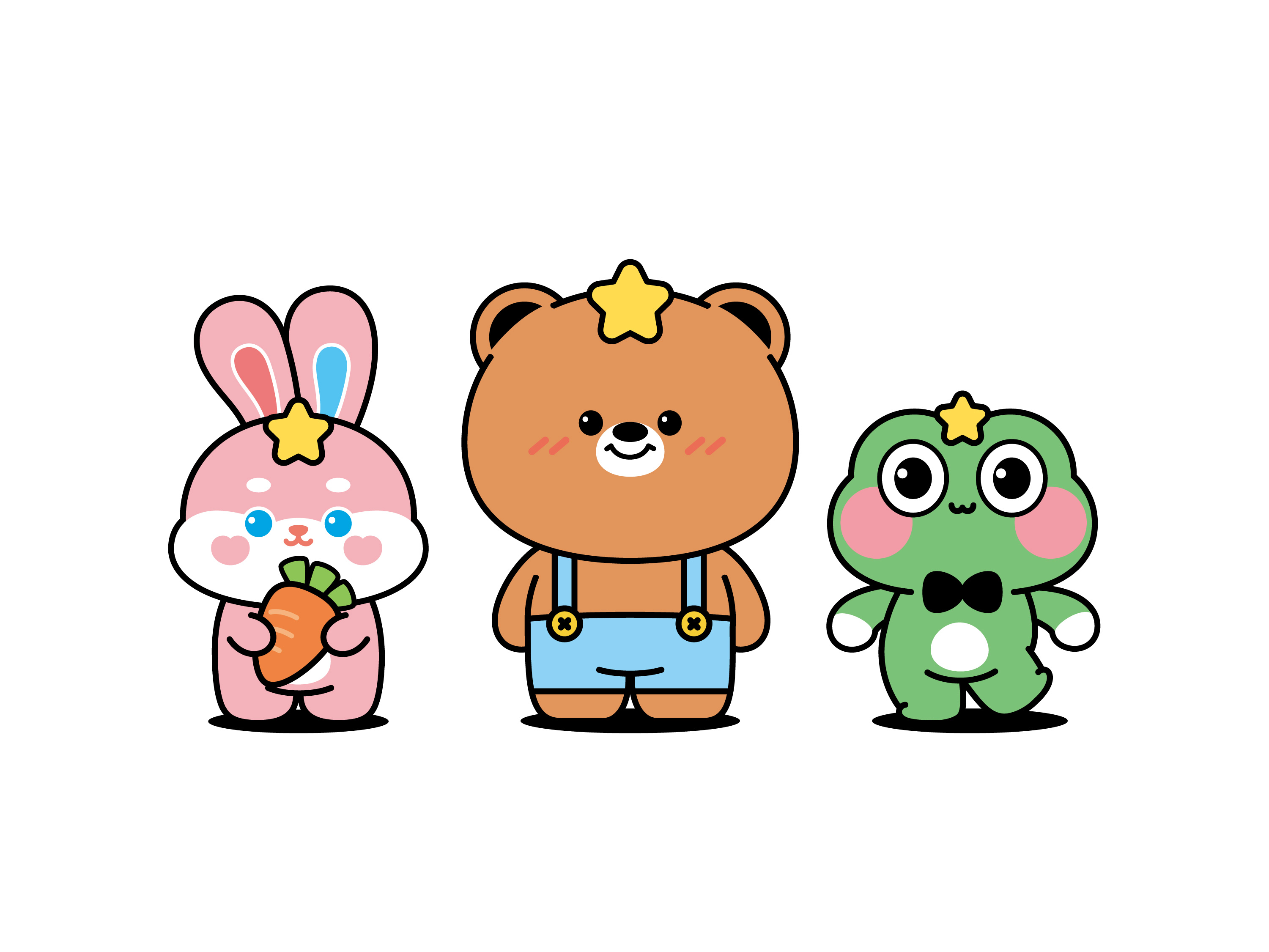 The three 3 Star Kids mascots together